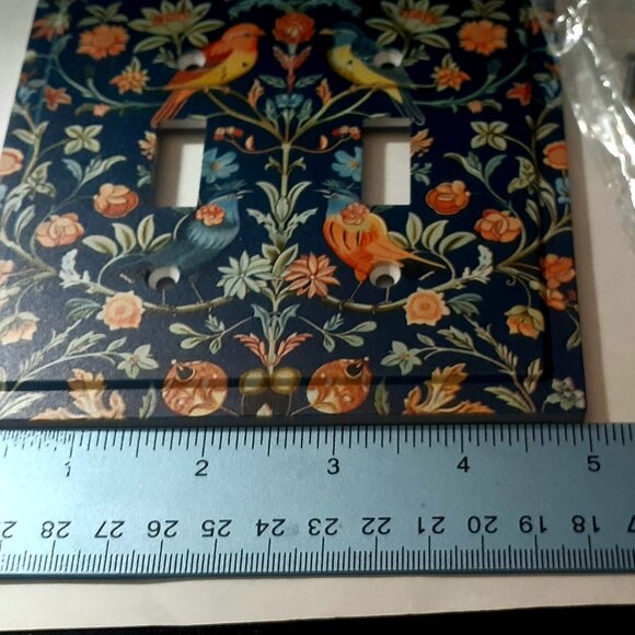 NEW! William Morris Dark Blue with Orange & Blue Birds Double Light Switch Cover - Picture 4 of 6